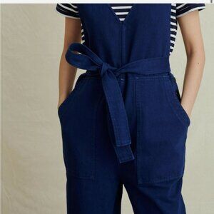 Alex Mill Ollie Overall in Midnight Navy Recycled Denim Belted Jumpsuit - size L